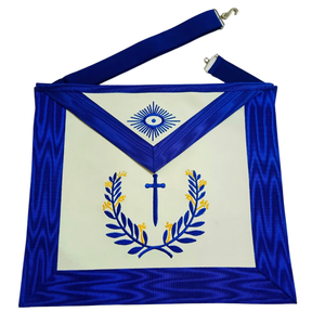 Tablier maçonnique brodé sur mesure, symbole croix bleue et couronne de laurier, insignes de loge maçonnique, style classique - Product Image 1