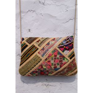 Bohemian Tribal Hand Embroidery Banjara Casual Fashion Open Closure <b>Chains</b> Patchwork <b>Mirror</b> Work Clutch Purse - Product Image 5