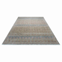 Handgeknüpfter Wollteppich Salbeigrün und Rostfarben Mehrfarbiges Geometrisches Muster Luxus Wohnzimmerteppich Waschbar Orientalisch