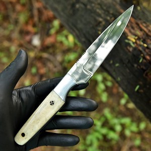 UA Supplies Mirror Polish Handmade Full Tang Carbon Steel Industrial Grade Outdoor Camping Hunting <b>Knife</b> Camel <b>Bone</b> <b>Handle</b> OEM - Product Image 1