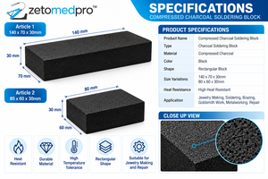 Compressed <b>Charcoal</b> Soldering Block for Jewelry Making Heat Reflecting Goldsmith Tool 140 x 70 x 30mm ZetomedPro - Product Image 4