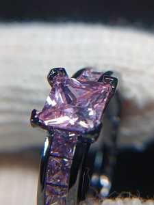 Sterling Silver Black Rhodium Plated Pink CZ Ring Size 6 Sparkling Fashion Ring Jewelry <b>Gift</b> <b>For</b> Women - Product Image 2