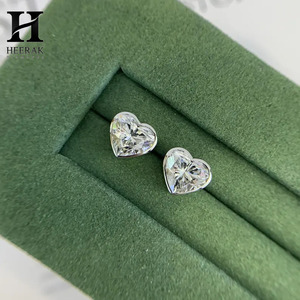 925 Sterling <b>Silver</b> Heart Cut Moissanite <b>Stud</b> Earrings VVS1 D Color Lab Grown Diamond Heart <b>Studs</b> for Women Fine Jewelry - Product Image 4