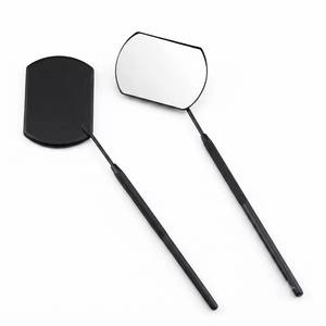 Black Handle <b>Magnifying</b> Wall Mounted <b>Makeup</b> <b>Mirror</b> Oval Reflective Surface Textured Grip Matte Finish Powder Application for - Product Image 1
