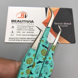 Pinzas de extensión de pestañas de acero inoxidable con logotipo personalizado de alta calidad recubiertas de papel para uso profesional punta puntiaguda - Product Image 5