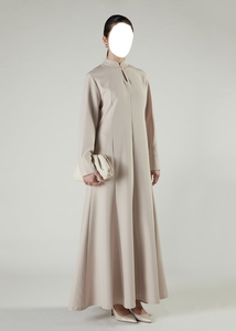 Robe longue élégante pour femme style Abaya de Dubaï 2026 avec col mandarin et découpe clé, vêtement et accessoire islamique traditionnel - Product Image 5