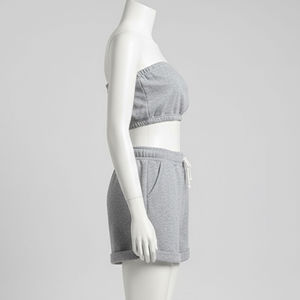 Conjunto de Dos Piezas para Mujer, Top Corto sin Tirantes de Algodón y Pantalones Cortos, Estilo Urbano de Alta Calidad, por Encima de la Rodilla, Nueva Llegada 2026 - Product Image 2