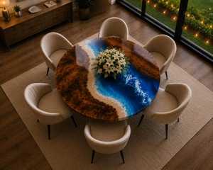 Premium Live Edge Solid Wood <b>Epoxy</b> Resin River <b>Table</b> Custom Handmade Dining <b>Table</b> Modern Luxury Furniture for Home Office Villa - Product Image 3