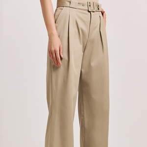Pantalones de Mujer de Algodón de Alta Calidad, Corte Acampanado, Elegantes, de Cintura Alta, Pierna Ancha, al por Mayor, Ropa Casual de Oficina y Urbana para Mujer - Product Image 2