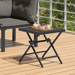 Table de jardin pliante en acier anthracite, petit mobilier d'extérieur pliable - Product Image 1