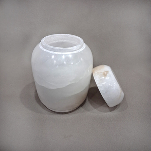 Pot de rangement artisanal en albâtre India Glow, luxueux, écologique, élégant, pour la cuisine et la décoration intérieure, prix de gros d'usine premium - Product Image 2