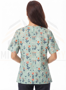 Overol de Trabajo Unisex con Estampado Floral, Manga Corta, Impermeable, Transpirable, de Poliéster, con Bolsillos Delanteros, Detección de Agujas, Sin Costuras - Product Image 2