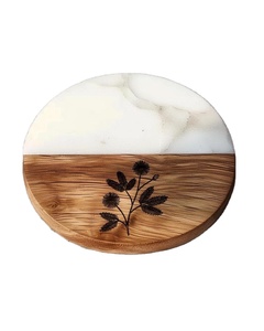 Elegante posavasos de madera y resina con diseño botánico para la decoración de la Mesa del hogar inspirada en la naturaleza, accesorios para bebidas premium - Product Image 1