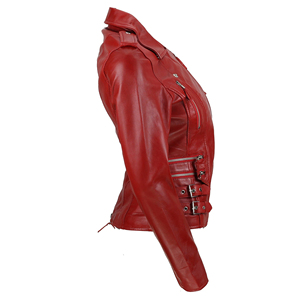 <b>Women</b> Genuine Leather Bomber <b>Jacket</b> Classic Biker Slim Fit <b>Zip</b>-<b>Up</b> Black Customized Logo Plain Dyed Silk Factory Price Wholesale - Product Image 4