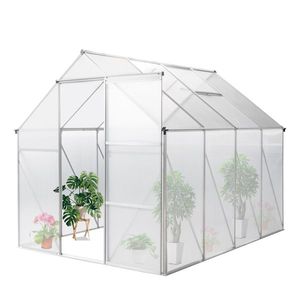 Silver 6x8 Hybrid Polycarbonate Garden Greenhouse Hybrid Polycarbonate Greenhouse with Silver Finish - Product Image 2