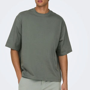 T-shirt d'été respirant uni à marque privée, coupe décontractée, épaules tombantes, pour hommes, disponible dans toutes les tailles - Product Image 1