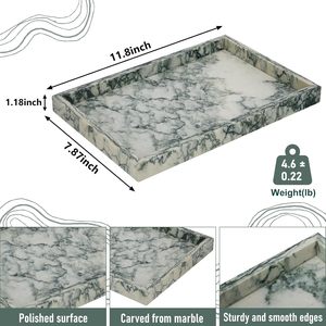 <b>Marble</b> Bathroom <b>Tray</b>,Pure Natural Vanity <b>Tray</b>,<b>Marble</b> <b>Tray</b> for <b>Kitchen</b> <b>Counter</b> Non-Ceramic/Non-Resin,Stone <b>Trays</b> Cyan Green - Product Image 3