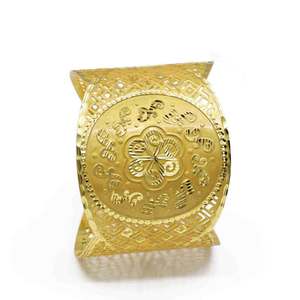 Wholesale Elegant 14K 18K 24K Dye Gold Plated Filigree Cuff Bangle With A Traditional Design Brass Cuff <b>Kada</b> And Dangling Chains - Product Image 3