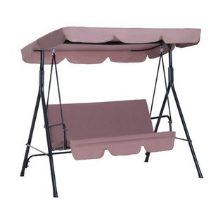 Dondolo a 3 Posti Contemporaneo Marrone per Esterni, Veranda, Giardino e Interni, Realizzato in Poliestere PE - Product Image 3