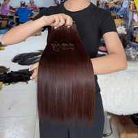 Prix d'usine attractif Couleur brune Premium Bone Straight Cheveux crus vietnamiens Tisse et Perruques Extensions de cheveux naturels