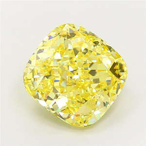 Pierre précieuse non montée, diamant de laboratoire de haute qualité, jaune vif fantaisie, taille coussin, excellente coupe, certifié CVD, pour joaillerie fine. - Product Image 1