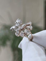 Bague de fiançailles Qube Star en or 14 carats avec diamant de laboratoire taille poire certifié IGI, design grappe, bande ouverte, 1,43 ct, modèle de luxe
