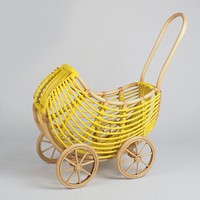 Magnifique poussette pour poupée en rotin, de haute qualité, petite poussette pour enfant, chariot pour poupées, rangement pour poupées