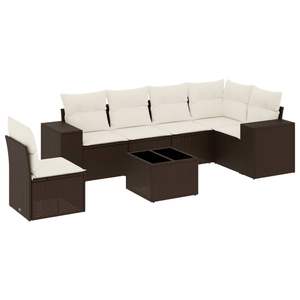 Conjunto de Sofás de Jardín Marrón, Seccional de Ratán para Exteriores con Cojines, Diseño Contemporáneo, Muebles Duraderos - Product Image 4