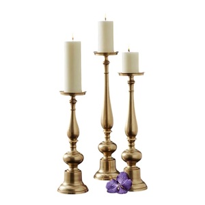 Ensemble de 3 chandeliers en laiton pour bougies coniques, décoration de la maison, mariage, porte-bougies en métal durable - Product Image 1