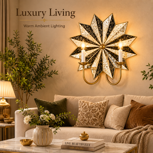 Vintage Starburst <b>Wall</b> <b>Sconce</b> two Light Decorative <b>Wall</b> Lamp Antique Glass Metal <b>Wall</b> Lighting Fixture for Luxury Home Decor - Product Image 3