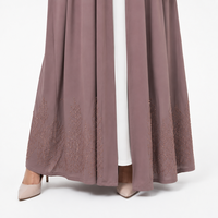 Abaya Negra de Lino para Mujer, Talla Grande, Manga Larga, Borde con Cuentas, Corte Holgado, para Oración, Boda, Uso Diario, Sin Costuras, Largo hasta el Suelo, para Adultos