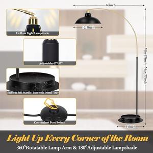 Lampe sur pied de luxe avec base en marbre et cadre doré pour villa et projets d'aménagement intérieur haut de gamme - Product Image 5