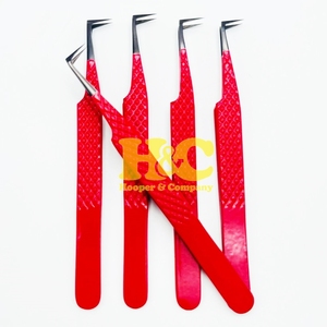 Eyelash Tweezer 90 Degree Red Tweezers Sustainable Sharp Grip Durable Fine Tip Top Ranking Tweezers Stainless Steel Private Logo - Product Image 6