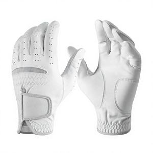 Gants de golf en cuir véritable blancs KATBROS INDUSTRIES, respirants, avec sangle de poignet réglable, fermeture à tirette, pour hommes, personnalisables - Product Image 1