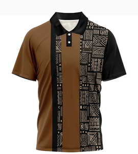 Men's Black Beige Geometric Print 100% Cotton Moisture Wicking Sport Casual Shirt Short Sleeve Turn-<b>down</b> Collar All Seasons - Product Image 2