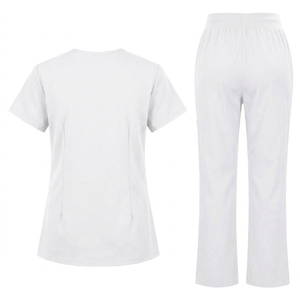Ensemble d'uniformes médicaux blancs élastiques respirants à manches courtes (haut et pantalon) pour hôpitaux et cliniques – Prix abordable - Product Image 2