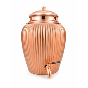 Dispensador de agua de cobre puro 100% martillado a mano con grifo y soporte, tanque de almacenamiento con beneficios ayurvédicos para la salud, ecológico y libre de BPA. - Product Image 4