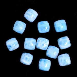 Lote de Cabujones Cuadrados Lisos de Larimar Azul AAA+ de 10 mm, Larimar Natural, Piedras Preciosas Sueltas Semipreciosas para la Fabricación de Joyas - Product Image 1