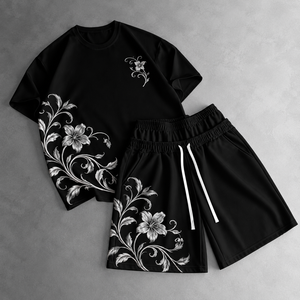 Conjuntos de camisa y pantalones cortos con bordado de rayos eléctricos, ropa de verano, ropa de calle, moda, tops coordinados de dos piezas, looks de fin de semana - Product Image 1