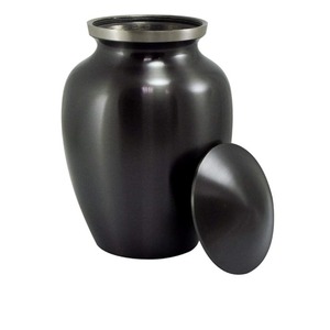 Urne funéraire en laiton et granit gris durable pour adulte/animal de compagnie, avec accent doré et couvercle fileté sécurisé – Vente en gros - Product Image 4
