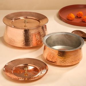 Servidor de Comida Tipo Buffet de Latón con Tapa, Cacerola Martillada Hecha a Mano, Vajilla de Cocina, Venta al por Mayor para Hogar y Hotel, Exportación - Product Image 6