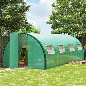 Serra a tunnel verde spaziosa da 6m in PE ecologico con design walk-in, porte e finestre per una crescita ottimale delle piante in giardino - Product Image 2