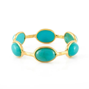 18K Solid Gold Turquoise Eternity Band White Gold Plated <b>Resizable</b> <b>Ring</b> - Product Image 2