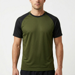 Men's Olive Green <b>Raglan</b> Sleeve T-Shirt O-Neck Oversized Casual Knitted Solid Color Quick Dry Short Sleeve Digital Printing <b>Top</b> - Product Image 1