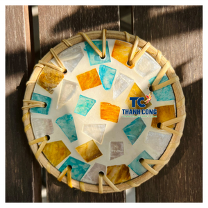 Posavasos de ratán elegante de fábrica confiable con diseño de nácar para distribuidores globales - Product Image 1