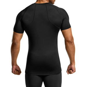 <b>Men</b> Slim Fit O Neck <b>Short</b> <b>Sleeve</b> Quick Dry Sporty T <b>Shirt</b> Solid Color Knitted Polyester Logo Printed <b>White</b> Black Gray <b>men</b> sporty - Product Image 2