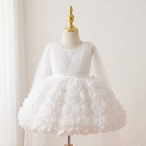 Robe de princesse rose 3D avec fleurs en tulle drapé, robe de bal de luxe pour filles par Tutupetti Vietnam - Product Image 2