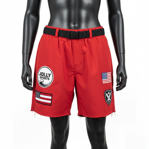 Short de bain femme en microfibre polyester 160 GSM à séchage rapide, style extérieur, avec patch brodé et logo personnalisé, rouge - Product Image 1