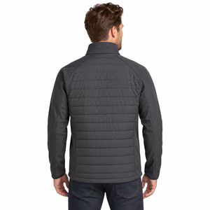 Men's Quilted <b>Fleece</b> <b>Jacket</b> Stand Collar Windproof Winter Casual <b>Thick</b> Polyester Zipper Closure Solid Color Regular Fit - Product Image 3