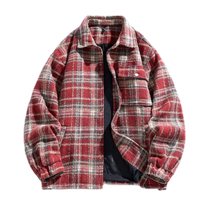 Custom Wholesale Men's High Quality Eco-Friendly Windproof Winter Front Logo Heavyweight Plaid Hooded <b>Flannel</b> <b>Jacket</b> Long Sleeve - Product Image 5